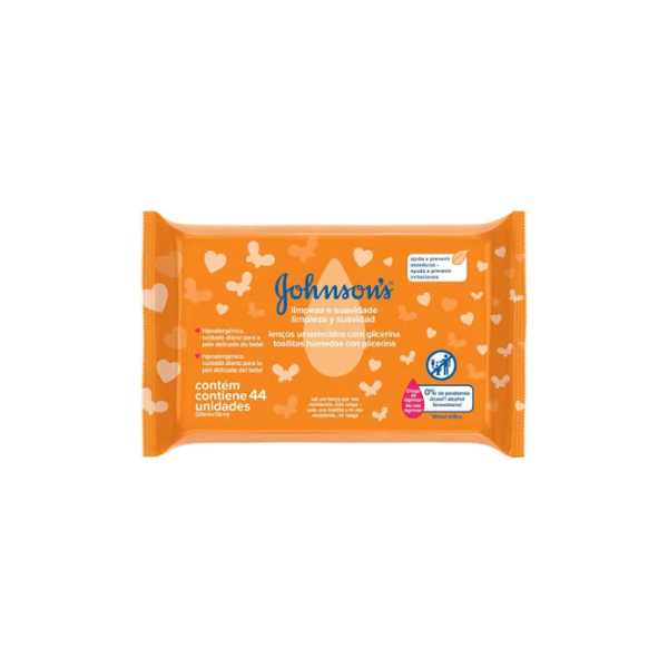 JOHNSON´S TOALLITAS HÚMEDAS LIMPIEZA & SUAVIDAD X44 UN.