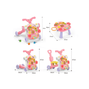 CAMINADOR 4 EN 1 - CAMINADOR, MESA, MONOPATIN Y PATA PATA - COLOR ROSA